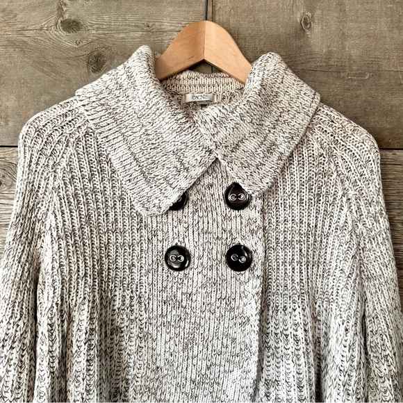 Cache Vintage 90s Baby Doll Crop Swing Sweater Buttons Bell Sleeve Chunky Knit M - Picture 2 of 9